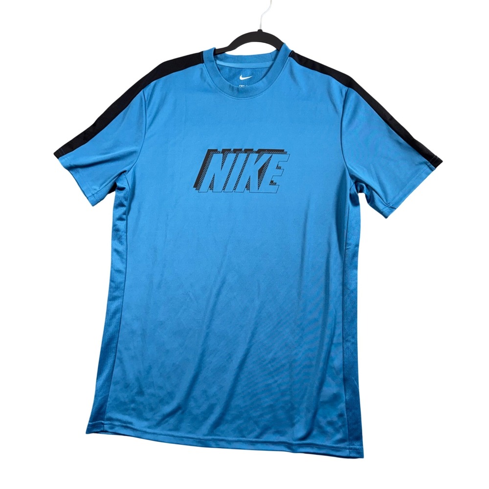 New Nike Dri-FIT T-Shirt Mens Large Blue Black Stripe Performance Tee